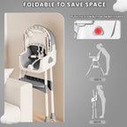 Foldable Baby High Chair (6+ Months): Large Anti-Slip Pad, Toy Rack & Easy-to-Clean Feeding Design – Model E500