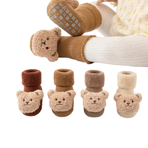 Baby-Socken Bär – Warme Baumwollsocken, rutschfest