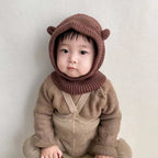 Winter Knit Balaclava Hat for Baby Cute Cartoon One Piece Scarf Cap Kids Thickened Warm Ear Protection Woolen Beanies Caps