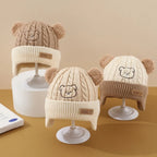 Baby  Hat Cute Bear Ear Protection Hat Children Winter Thickened Warm Knitted Korean Version Of The Baby Hat
