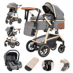 3 in 1 baby Prams Pushchair with high landscape Adjustable Handle Travel Pram with Mosquito Net Baby Stroller Aluminum frame