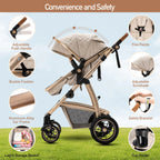 3 in 1 baby Prams Pushchair with high landscape Adjustable Handle Travel Pram with Mosquito Net Baby Stroller Aluminum frame