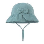 New Muslin Baby Bucket Hats for Girls Spring Fall Newborn Hat Cute Bows Panama Fisherman Cap Outdoor Infant Caps 3-12 Months