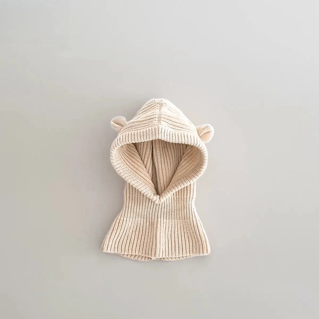 Winter Knit Balaclava Hat for Baby Cute Cartoon One Piece Scarf Cap Kids Thickened Warm Ear Protection Woolen Beanies Caps